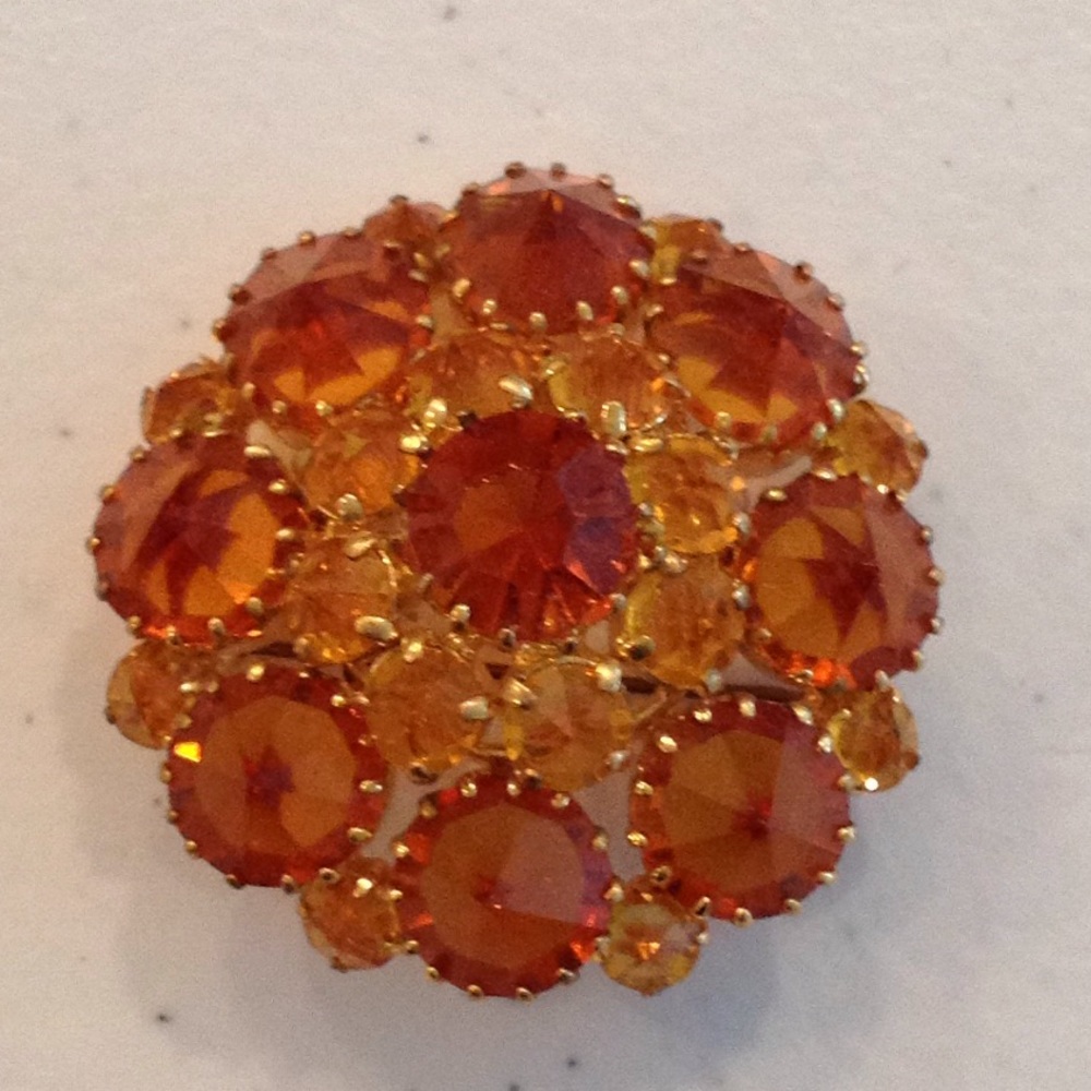 2" austrian crystal brooch -signed
